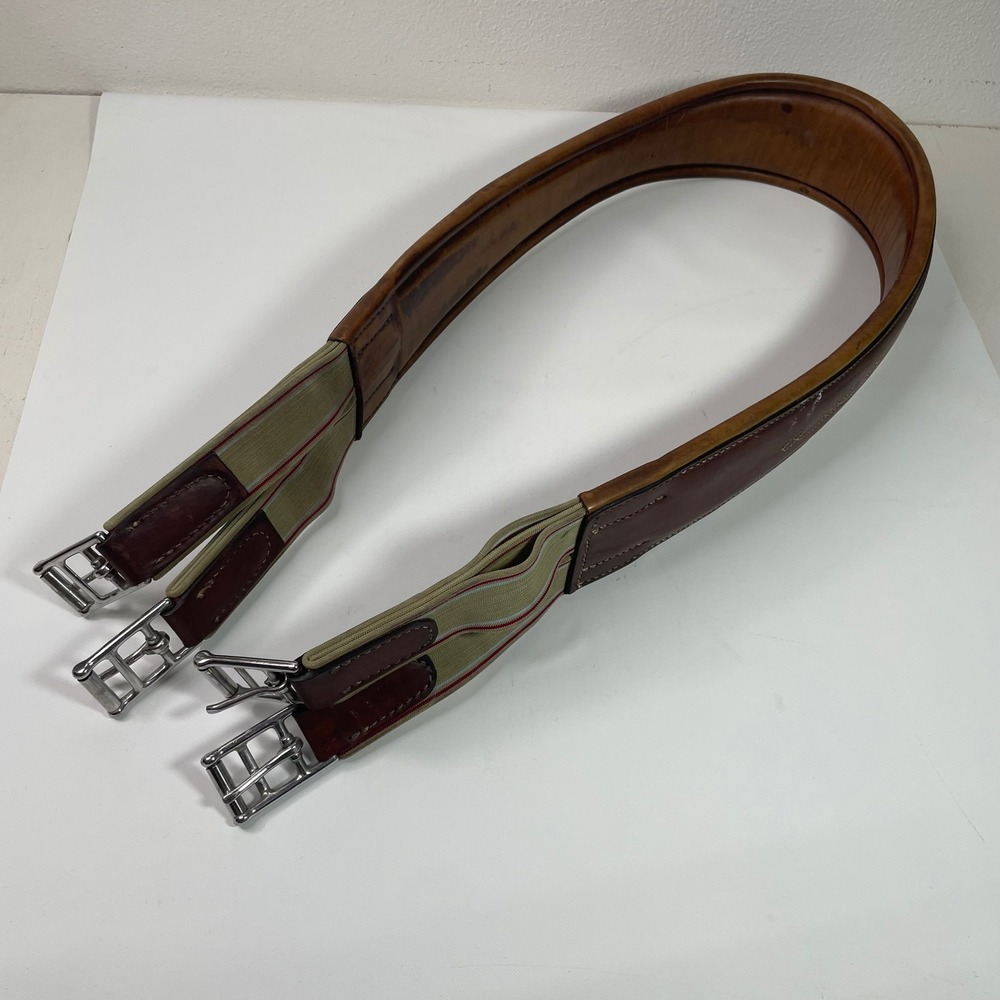 M. Toulouse Brown Leather Padded English Girth Triple Elastic